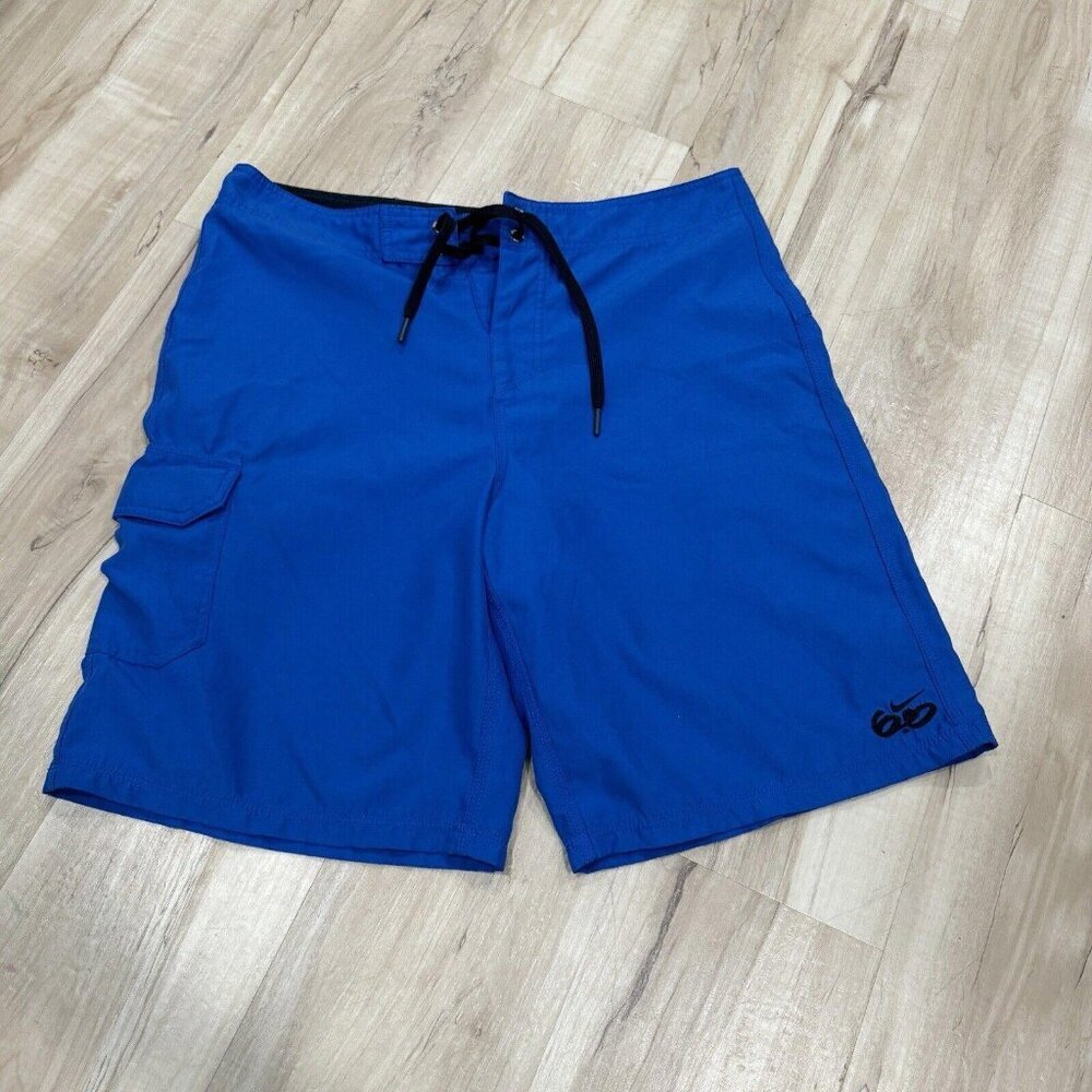 Nike 6.0 Mens Sz 34 Blue Regular Fit Drawstring Pocket Bottom Swim BoardShorts